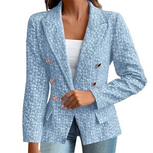 NEW💙 Women's Baby Blue Patterned Textured Solid Classy BlazerSize Medium